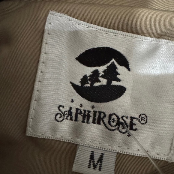 SaphiRose Women's Tan Plaid Lined Hooded Raincoat Jacket Size M - Picture 10 of 10